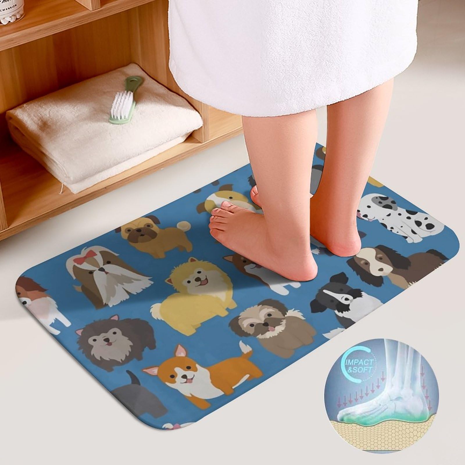 犬柄のかわいいバスマット お風呂マット 足ふきマット 速乾 洗える Amazon｜犬柄 バスマット 速乾・吸水 足ふきマット 浴室マット